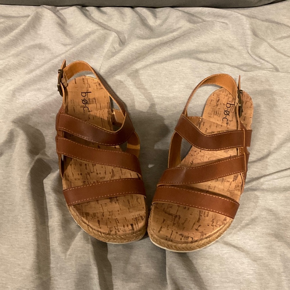 b.o.c. Tan Strappy Cork Sandals